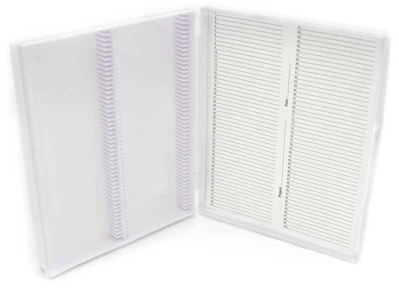 Heathrow Scientific HD15991C White Polypropylene 100 Place Economy Microscope Slide Box, 210mm Length x 169mm Width x 37mm Height - Image 4