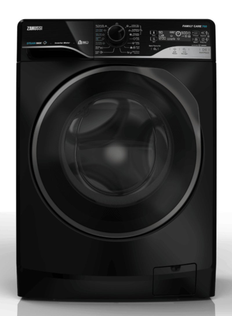 Zanussi SteamMax Automatic Washing Machine, 9 kg, Front Loading, Black Inverter Motor - Image 1