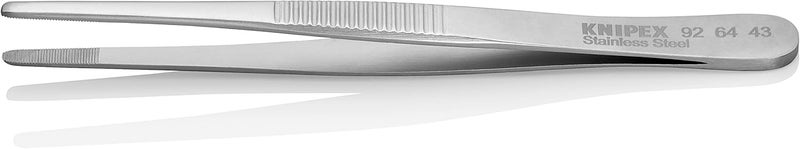 KNIPEX Precision Tweezers - Stainless Steel, Blunt Tips, Chrome Finish (Model 92 64 43) - Image 1