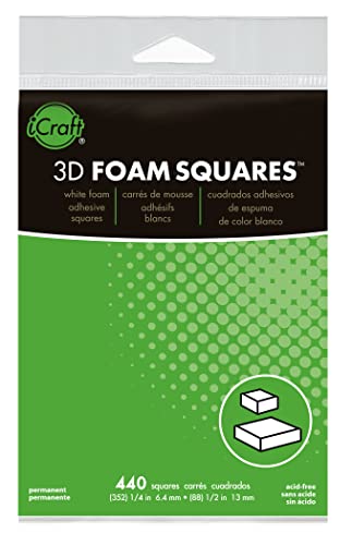 iCraft مربعات رغوة لاصقة ثلاثية الأبعاد من iCraft، مزدوجة الجوانب، عبوة مجموعة، بيضاء - Image 2