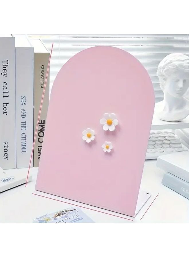 4 Piece White Magnetic Message Board Set With Flower Magnets Double Sided Memo - Image 3