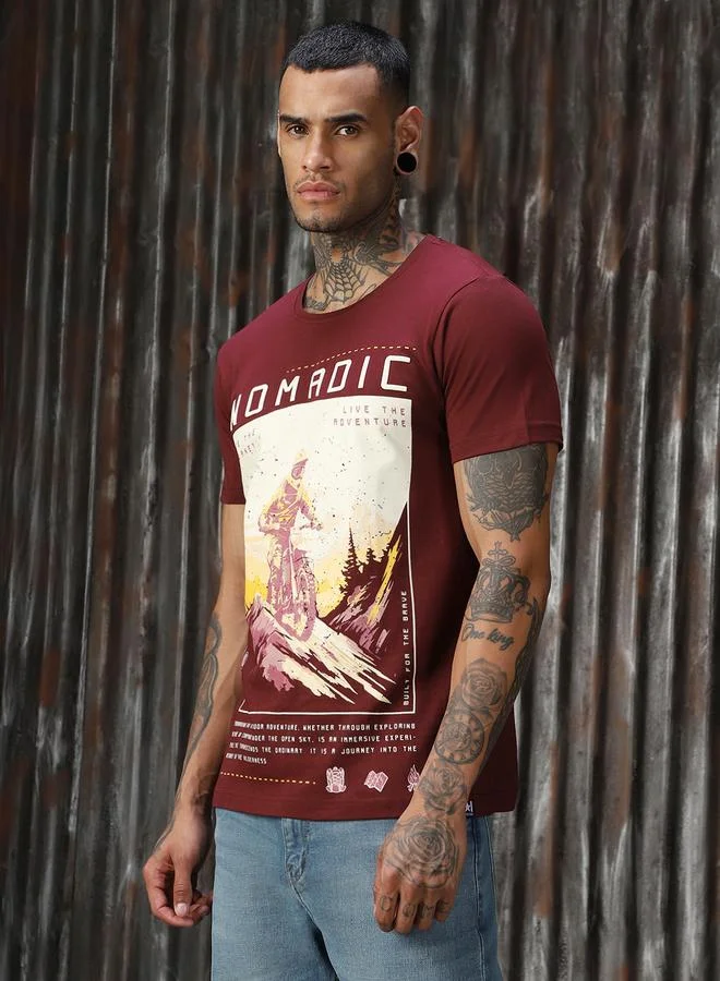HIGH STAR Men Regular Fit Motoracer Graphic Printed F1 Cotton T-shirt