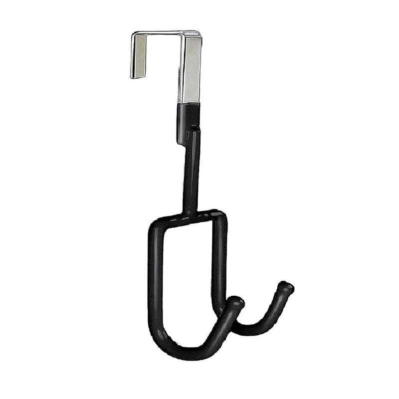 AIMERS Dual Hook Hanger Door Hanger for Clothes Hanging Door Hooks Strong Durable 13 KG Max Load Hanging Kitchen Accessories Items Door Hook Organizer Rack No Drilling Needed Black - Image 1