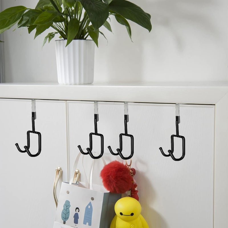 AIMERS Dual Hook Hanger Door Hanger for Clothes Hanging Door Hooks Strong Durable 13 KG Max Load Hanging Kitchen Accessories Items Door Hook Organizer Rack No Drilling Needed Black - Image 4