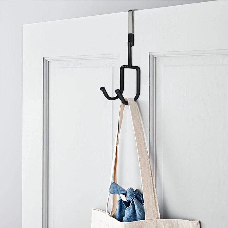 AIMERS Dual Hook Hanger Door Hanger for Clothes Hanging Door Hooks Strong Durable 13 KG Max Load Hanging Kitchen Accessories Items Door Hook Organizer Rack No Drilling Needed Black - Image 3