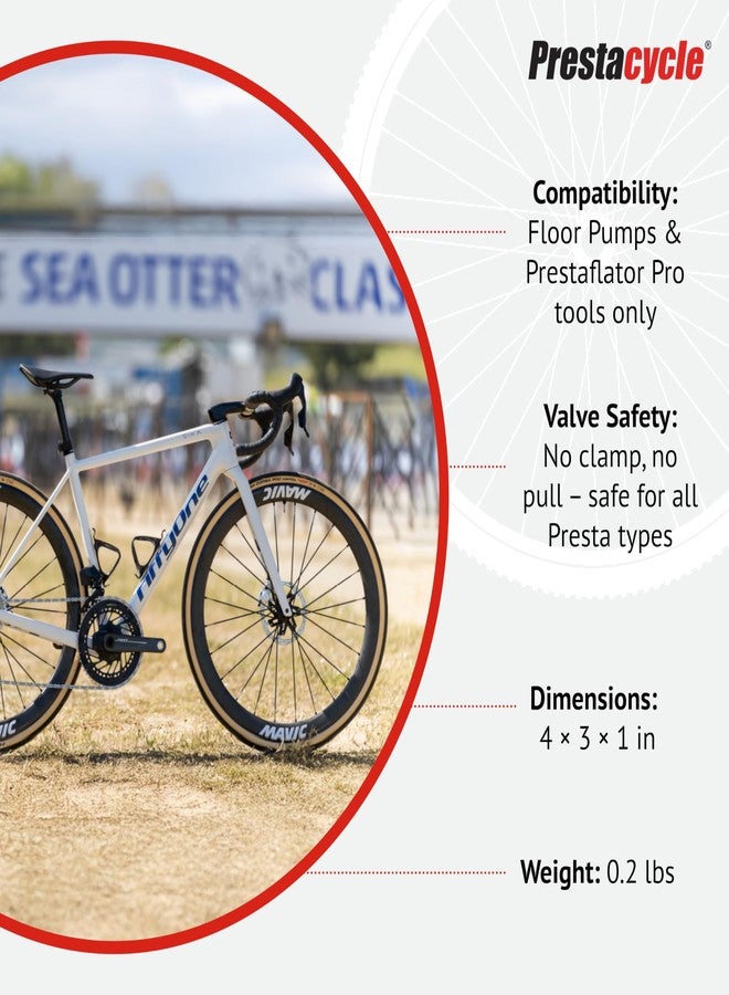 Prestacycle Pro Presta Head – Auto-Lock Bicycle Tire Pump Head for Tubeless & Presta Valves, 90° Steel Design, Presta Valve Pump, Presta Adapter, Compatible with Prestaflator Pro & Premium Floor Pumps - Image 5