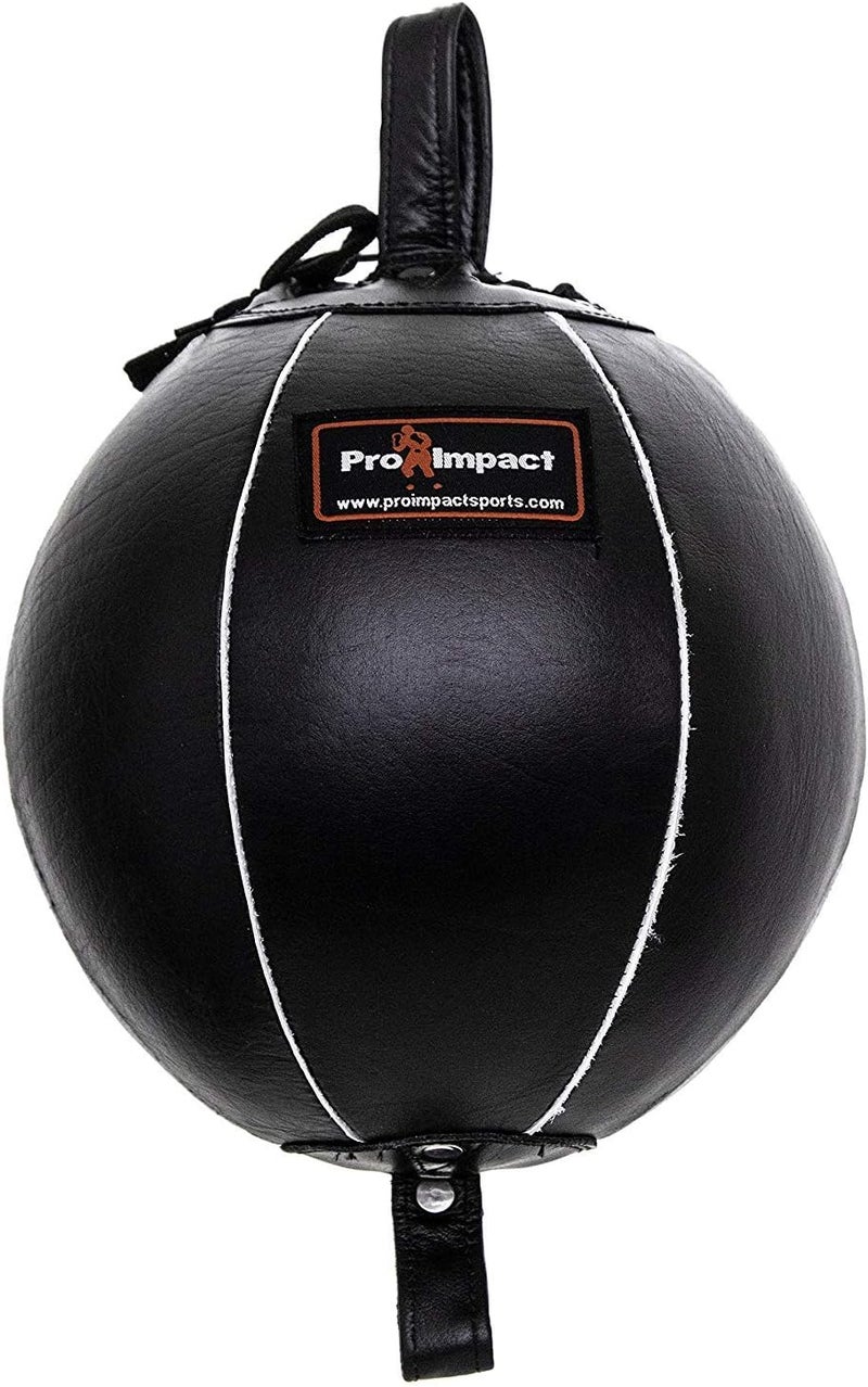 Pro Impact Genuine Leather Double End Boxing Punching Bag - Speed Striking & Dodge Training Ball for MMA, Muay Thai, Boxing, Gym Workout - Includes Cords & Hooks for Easy Setup - Image 1