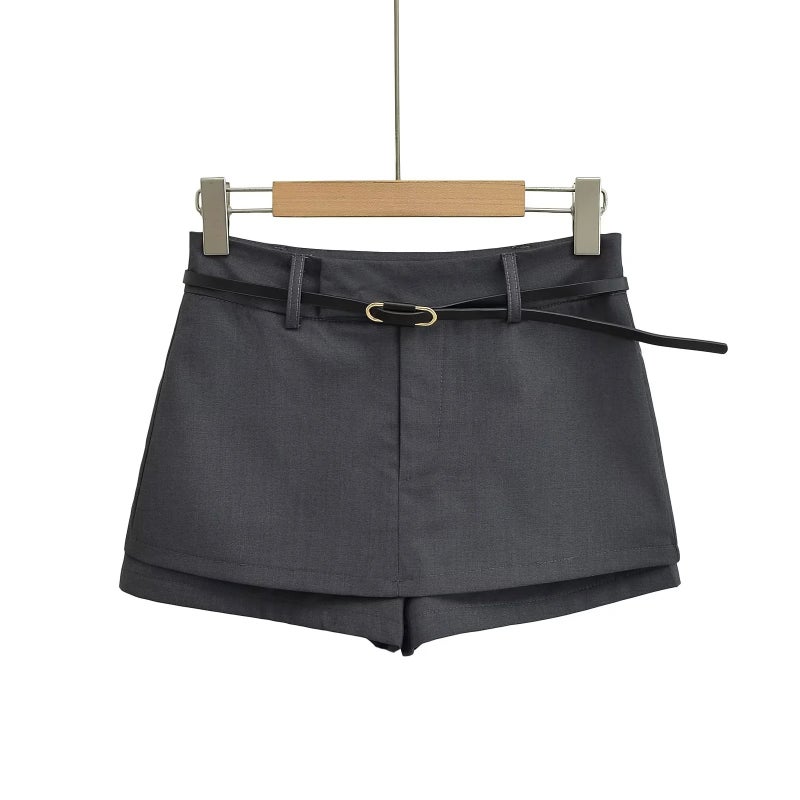 American Style Retro High Waist Fake Two-Piece Culottes Womens Summer 2024 New High Waist Anti-Light Strip Underwear A- Line Skirt White - Image 4