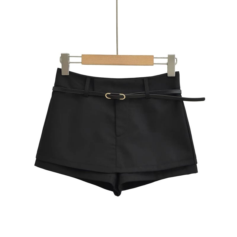 American Style Retro High Waist Fake Two-Piece Culottes Womens Summer 2024 New High Waist Anti-Light Strip Underwear A- Line Skirt White - Image 3