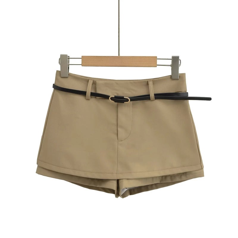 American Style Retro High Waist Fake Two-Piece Culottes Womens Summer 2024 New High Waist Anti-Light Strip Underwear A- Line Skirt White - Image 5
