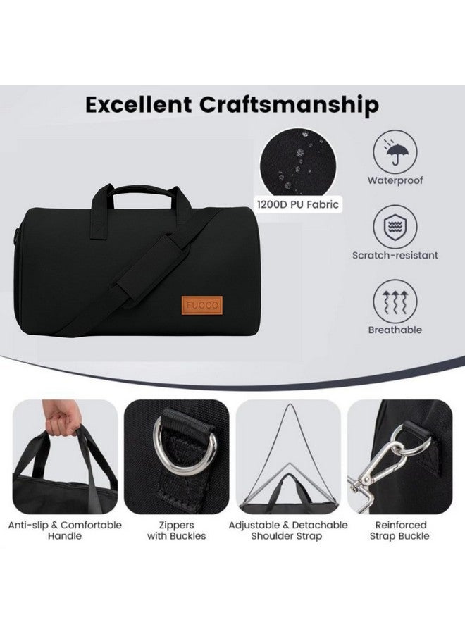 FUOCO Carry On Garment Bag for Travel, 2-in-1 Waterproof Duffle Bag with Suit Compartment | Convertible Hanging Garment Bag for Men and Women | Business Trip, Wedding, Overnight - Image 4