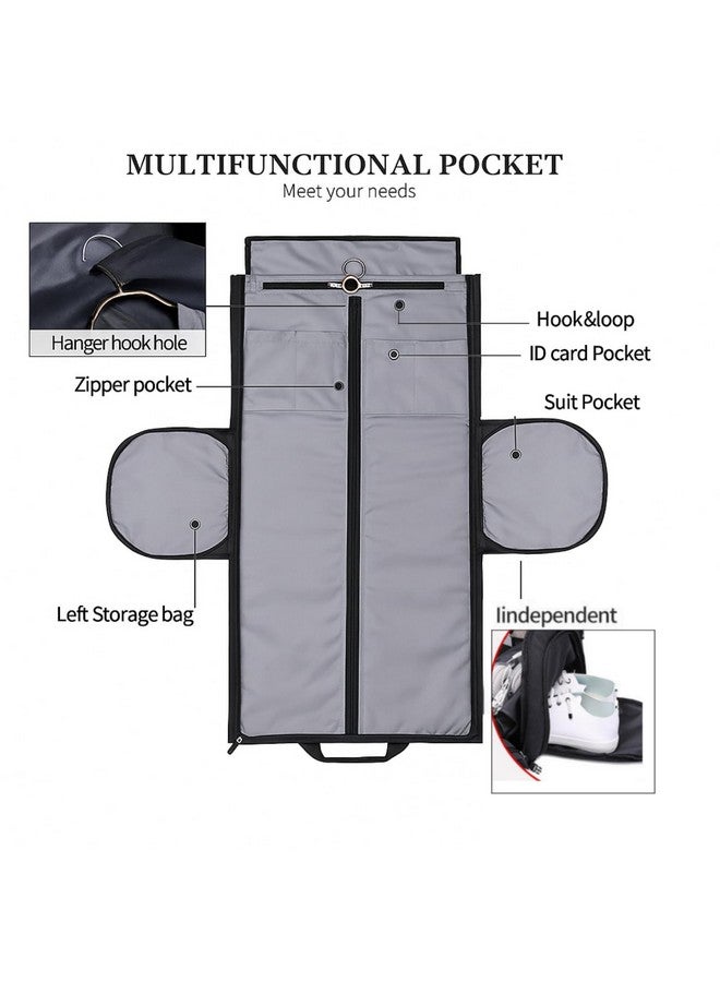 FUOCO Carry On Garment Bag for Travel, 2-in-1 Waterproof Duffle Bag with Suit Compartment | Convertible Hanging Garment Bag for Men and Women | Business Trip, Wedding, Overnight - Image 2