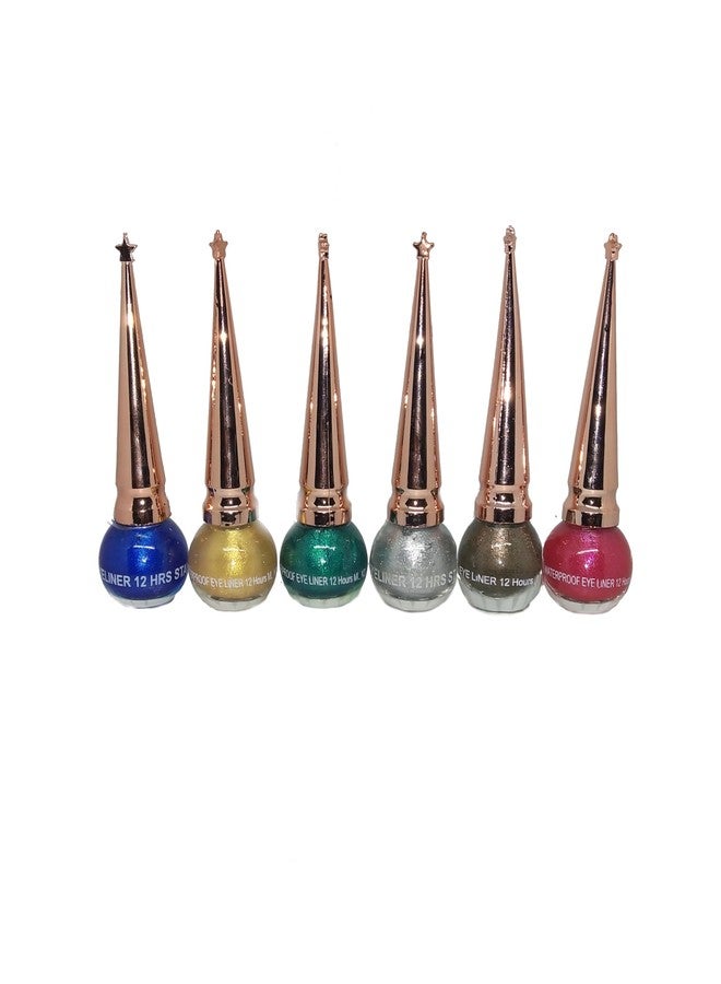 Bigwig Liquid Multicolor Eyeliner Combo (Blue, Golden, Green, silver,Brown,Pink) Pack of 6 - Image 3