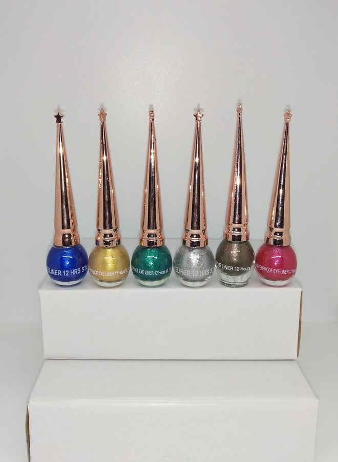 Bigwig Liquid Multicolor Eyeliner Combo (Blue, Golden, Green, silver,Brown,Pink) Pack of 6 - Image 4