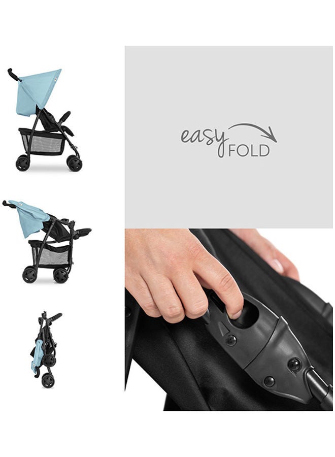 Hauck Sport Pushchair – Ultra-Lightweight Travel Stroller, 5.9 kg Folded, Compact & Foldable, Reclining Seat, Large Basket, Sun Canopy, Smooth Ride – Blue - Image 5