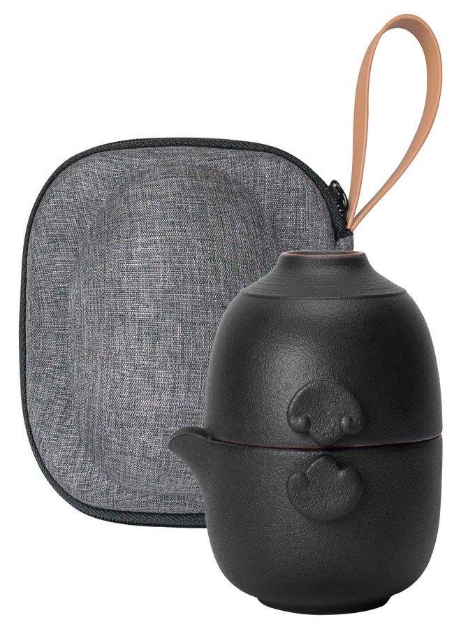 HEER Ceramic Travel Gaiwan Tea Set - Small Kungfu Teapot with Cup for One, Ideal Gift for Tea Lovers. - Image 1