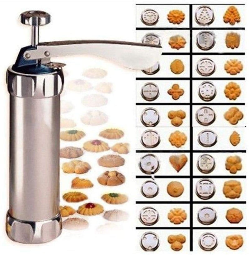 YOOUSOO YOOUSOO Cookie Press Maker Kit Spritz Cookie Maker Machine For DIY Biscuit Maker and Decoration with 20 Stainless Steel Cookie discs and 4 nozzles Stainless Steel 