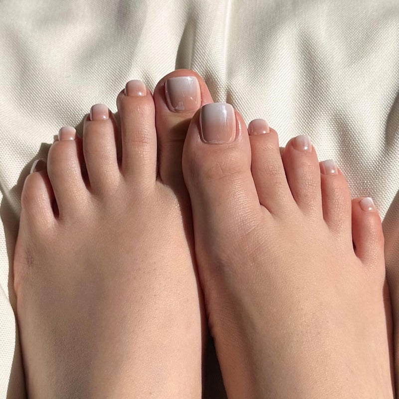 Glamnetic Press On Toenails Fiancd Classic Black French Tip Fake Toe Nails with a Glazed Finish 16 Sizes 32 Toe Nail Kit with Glue - Image 3