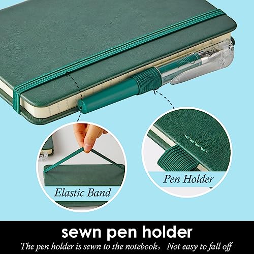 NIRMIRO Small Notebook Journals, 3 Pack Mini Pocket Note pads for Men & Women Writing, A6 Small Leather Notepad 3.7" x 5.7" with Pen, Black, Red, Green - Image 2