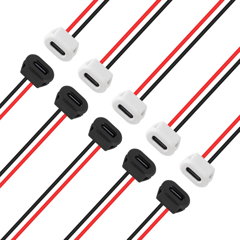 XIITIA 10pcs TypeC Female Chassis Waterproof 2P Solder Wire Type USB C Pigtail Cable Extension Power Cable USBC Plug to 2 Pin Bare Wire Open End Connector2pin Without Terminal - Image 2