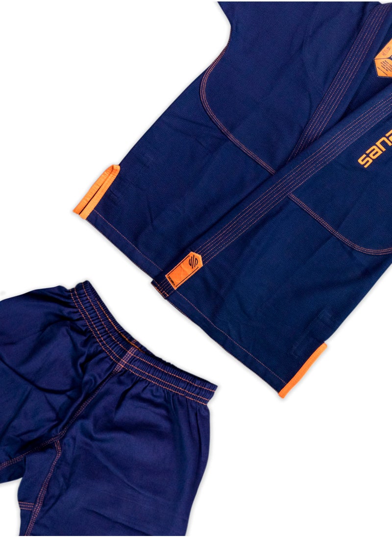 Sanabul  Future Legends Bjj Gi For Kids | Premium Youth Brazilian Jiu Jitsu Gi With Free White Belt | Lightweight & Durable Jiu Jitsu Kimono For Children And Youth (Navy/Orange, K2)  - Image 3
