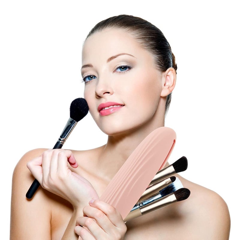 Drizop Silicone Makeup Brush Holder Portable Makeup Bag Cosmetic Bag Portable Travel Bag Makeup Brush Bag Waterproof Makeup Brush Holder for Makeup Brushes Gift for Women and Girls - Image 2