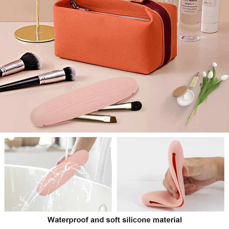 Drizop Silicone Makeup Brush Holder Portable Makeup Bag Cosmetic Bag Portable Travel Bag Makeup Brush Bag Waterproof Makeup Brush Holder for Makeup Brushes Gift for Women and Girls - Image 3