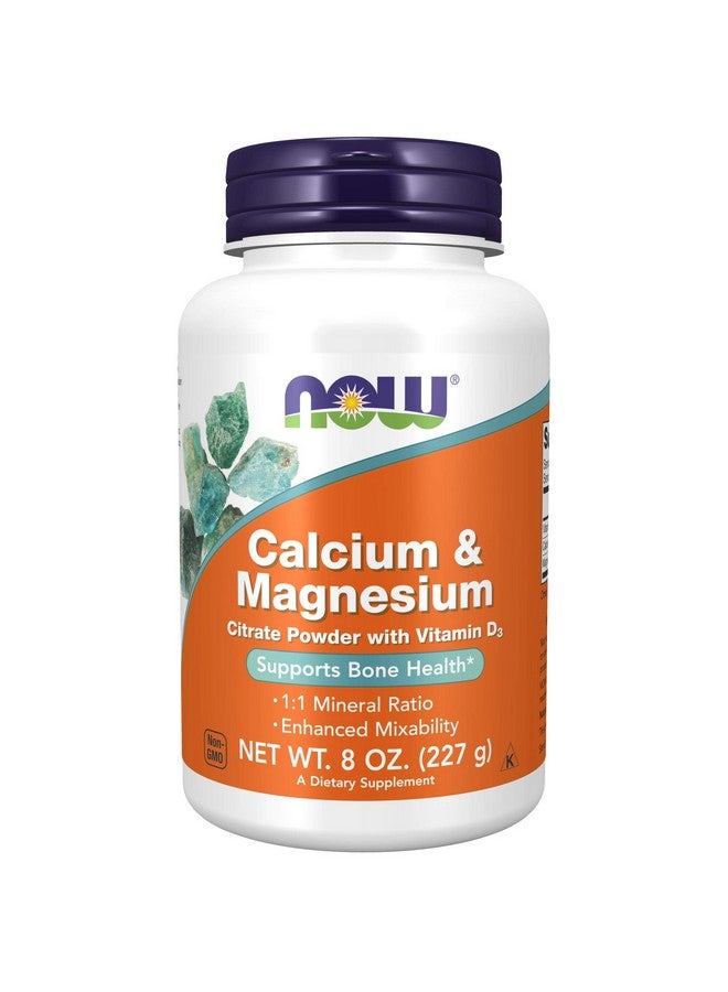 now Supplements Calcium  Magnesium Citrate Powder With Vitamin D3 Supports Bone Health* 8Ounce - Image 2