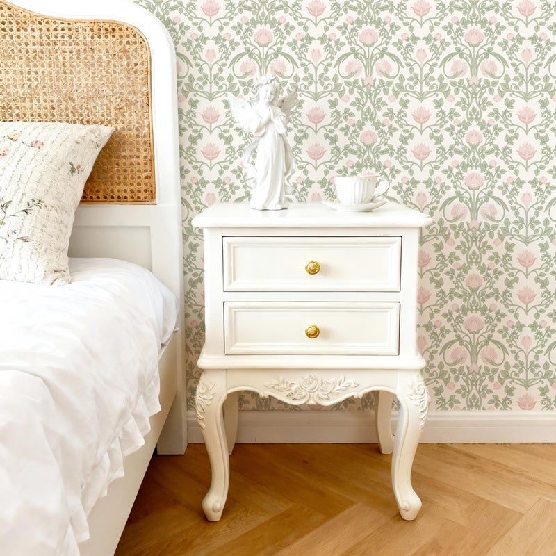 YXTII Floral Wallpaper Peel and Stick - 393.7" Ã— 17.3" Pink and Green Wallpaper for Bedroom Decorative Self Adhesive Shelf Drawer Liner - Image 3