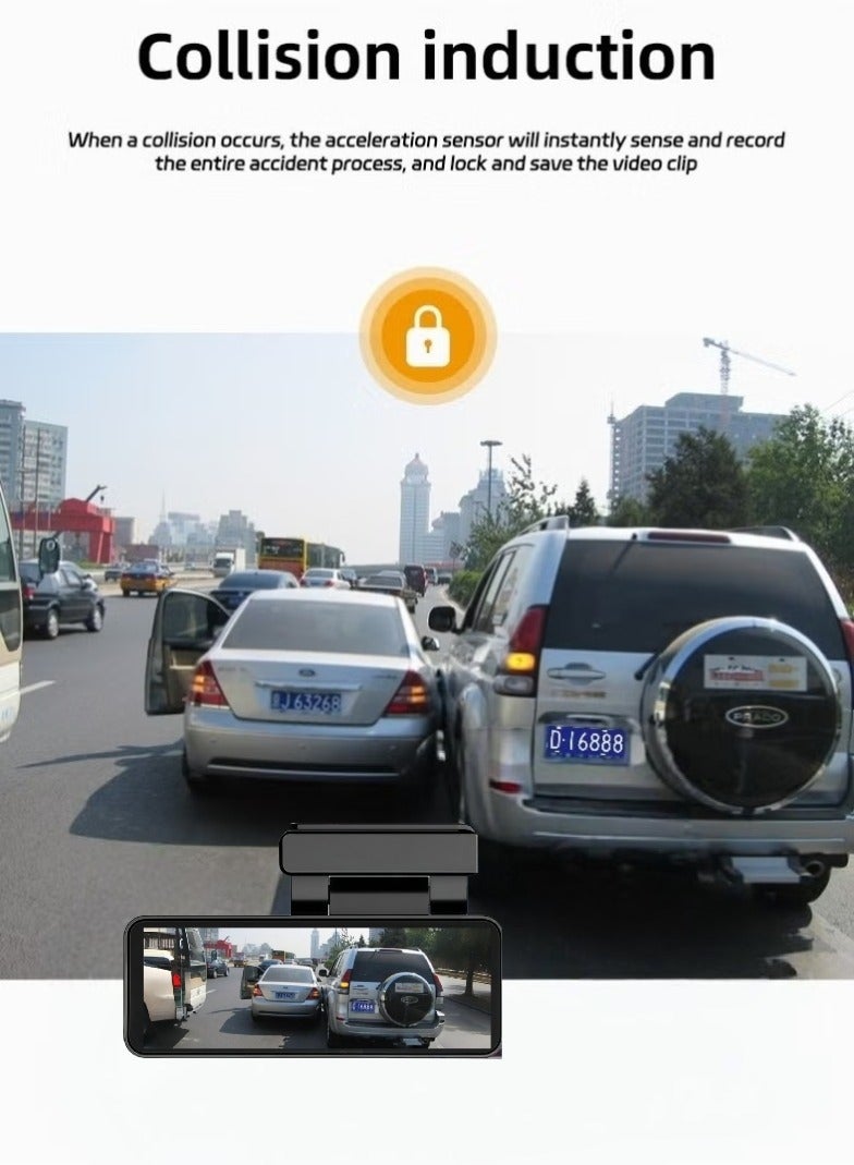 كاميرا داش للسيارات، كاميرا سيارة أمامية وخلفية بدقة 4K UHD كاملة مع بطاقة 64GB U3، رؤية ليلية فائقة مدمجة، شاشة IPS بحجم 3.0 بوصة، زاوية واسعة 170°، مستشعر G، وضع وقوف السيارات 24 ساعة، تسجيل متكرر - Image 5