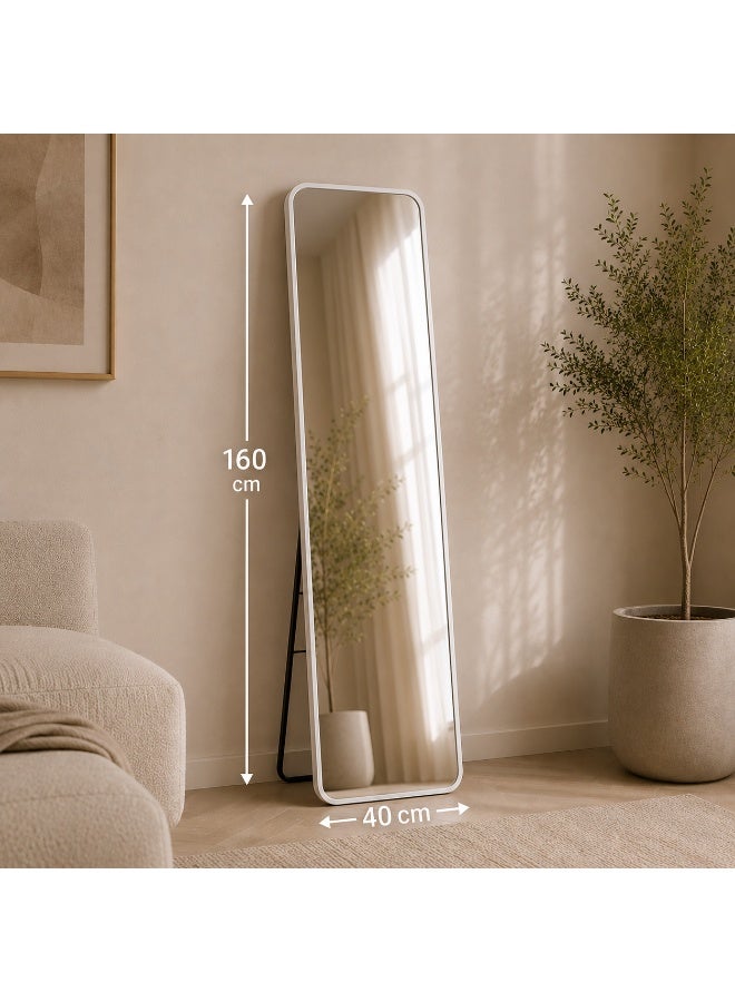 alsaada home Rectangular Wall Mounted Decor Mirror with Metal Frame, 160x40 cm - White - Image 3