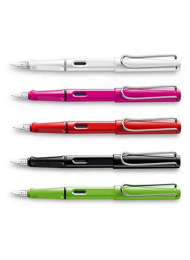 لامي قلم حبر جاف لامي سفاري عريض الرأس | بلاستيك متين، أبيض لامع | مشبك معدني بمقبض مريح | سنّ فولاذي مصقول | مع خرطوشة حبر لامي T 10 أزرق/مع محول Z 28 - Image 4