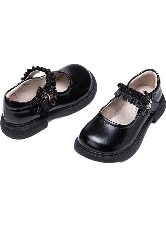 Follow Me Girls' Spring And Autumn New Style Square Mouth Breathable Soft Sole Single Shoes Children'S Campus Performance Shoes Black Size 33 - Image 2