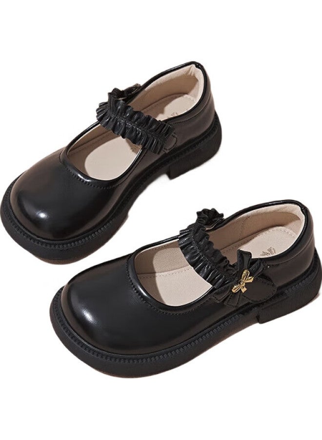 Follow Me Girls' Spring And Autumn New Style Square Mouth Breathable Soft Sole Single Shoes Children'S Campus Performance Shoes Black Size 33 - Image 3