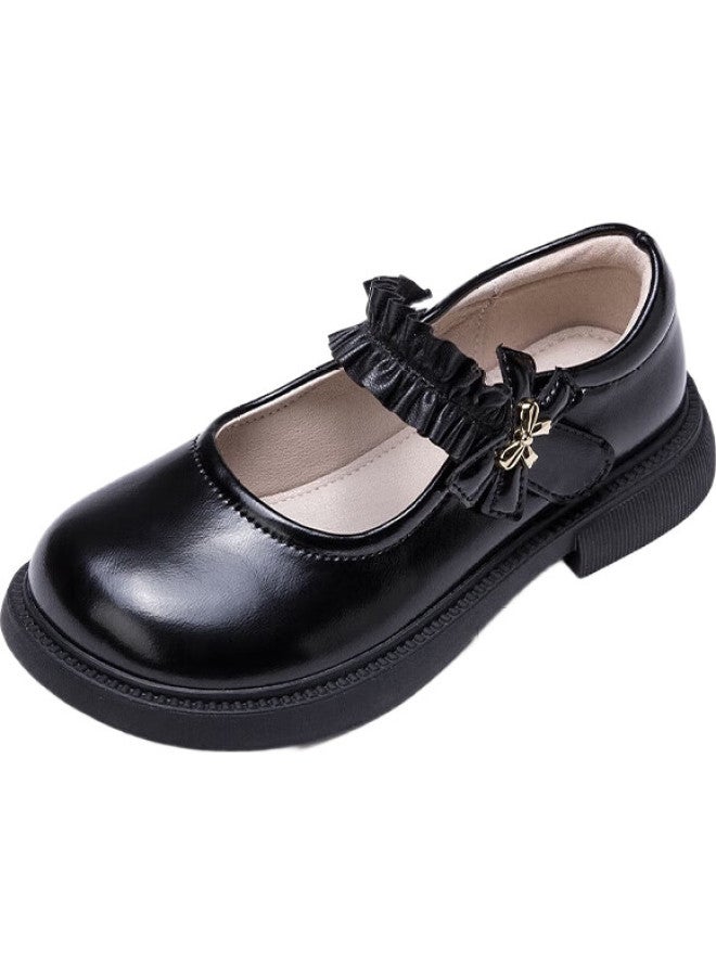 Follow Me Girls' Spring And Autumn New Style Square Mouth Breathable Soft Sole Single Shoes Children'S Campus Performance Shoes Black Size 33 - Image 1