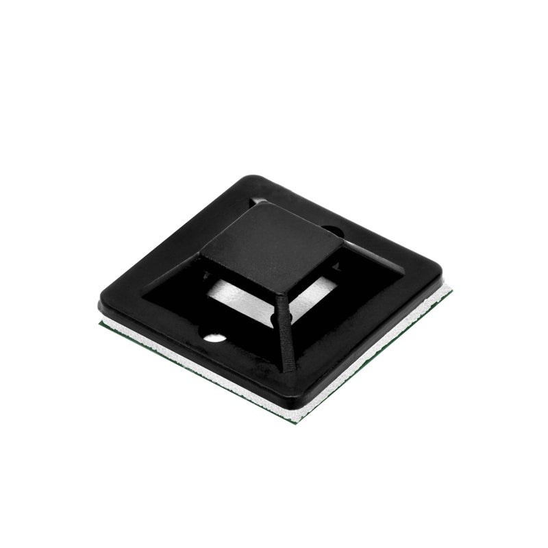 Conext Link 100 Pack Black Self Adhesive Cable Tie Zip Clamp Mount Clip Holder Base 3/4"" (20X20Mm (19082) - Image 1