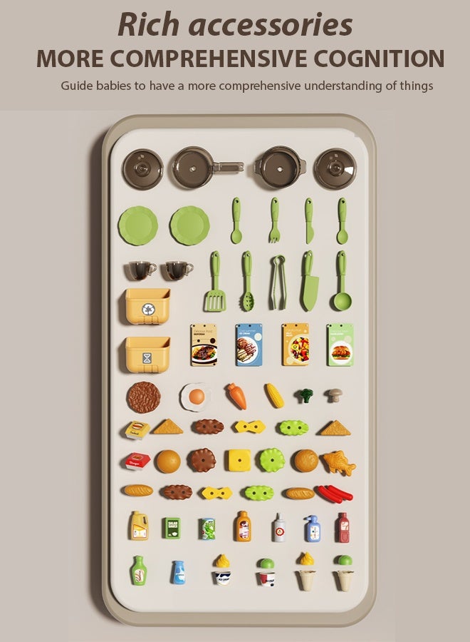 Kids Play Kitchen Set, Toddler Kitchen Playset with Sound & Light, Cooking Stove with Steam, Play Sink, Play Food Toy and Kitchen Accessories, Kitchen Toy for Kids Girls Boys (Green) - Image 3