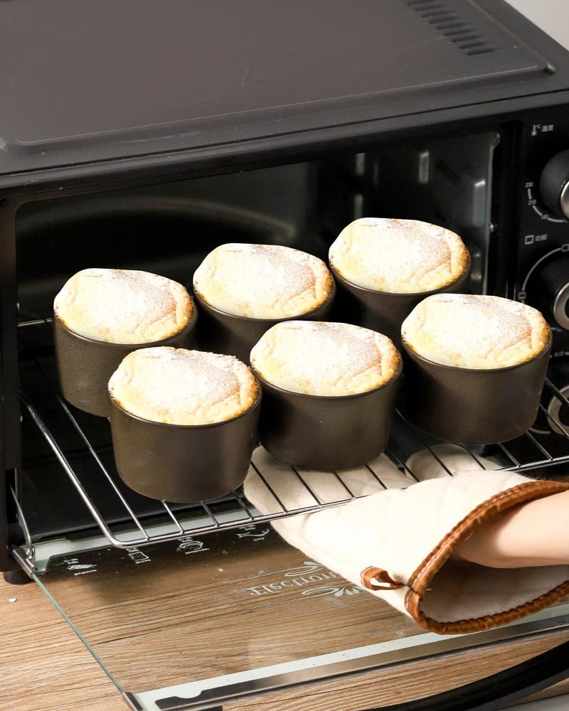 Tikooere Ramekins 8 oz, Oven Safe Soufflé Dishes for Creme Brulee, Souffle, Pudding, Lava Cake, Stoneware Custard Ramikens for Baking, Ceramic Sauce Bowls Set of 6, Kitchen Decor Gift, Matte Black - Image 3