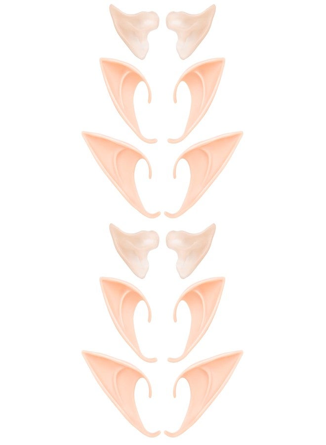 Tavery 6 Pairs Elf Ears - Cosplay Fairy Pixie Elf Ears Soft Pointed Ears Tips Anime Party Dress Up Costume Makeup Masquerade Accessories Halloween Elven Vampire Fairy Ears (6 Pairs) - Image 1