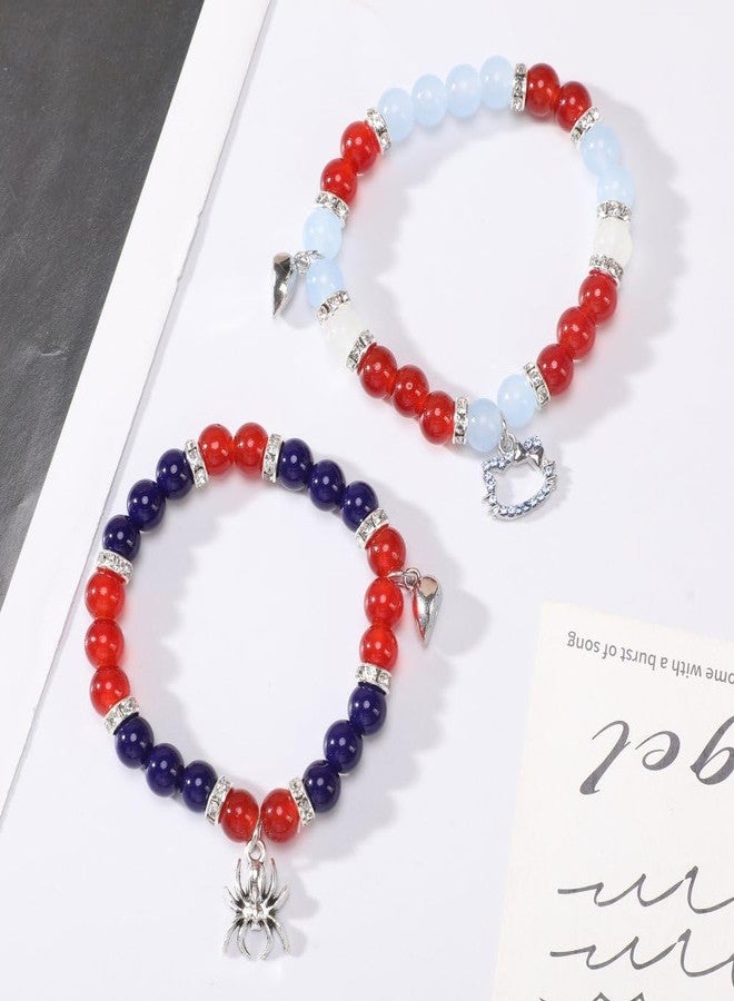 EXPHAIN Spider Friendship Bracelets For Him And Her Bf And Gf Relationship Bracelets For Couples Matching Best Friend Magnetic Bracelets Superhero Spider Bracelet Cute Kawaii Bracelet Gifts For Women Girls - Image 4