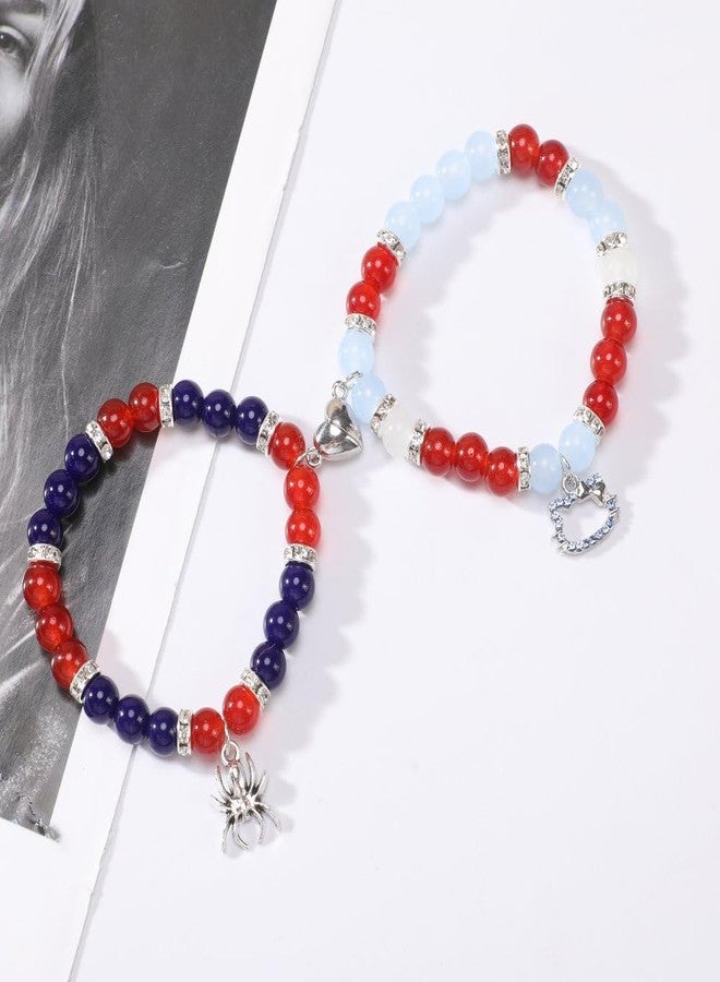 EXPHAIN Spider Friendship Bracelets For Him And Her Bf And Gf Relationship Bracelets For Couples Matching Best Friend Magnetic Bracelets Superhero Spider Bracelet Cute Kawaii Bracelet Gifts For Women Girls - Image 2