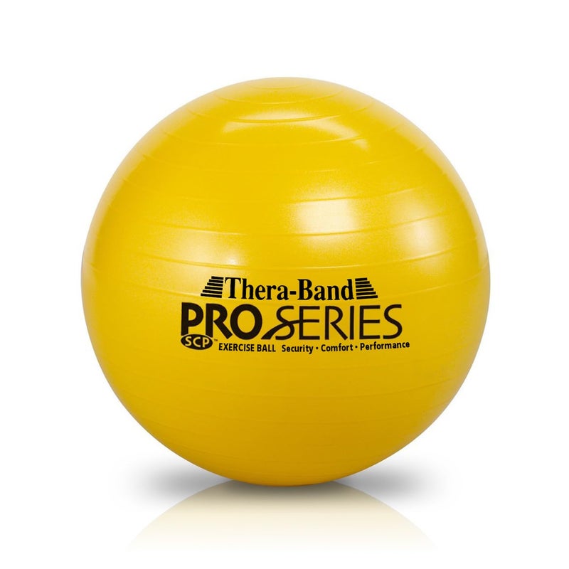 THERABAND Exercise Ball, Professional Series Stability Ball with 45 cm Diameter for Athletes 4'7" to 5'0" Tall, Slow Deflate Fitness Ball for Improved Posture, Balance, Yoga, Pilates, Core, Yellow