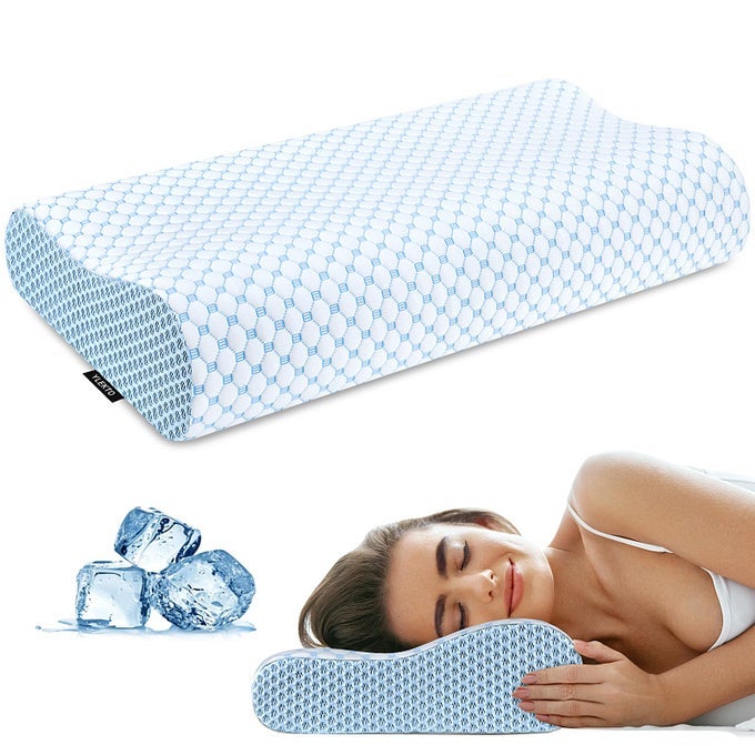 CERVICAL PILLOW FOR NECK PAIN RELIEF CONTOUR MEMORY FOAM PILLOWS FOR SLEEPING ODORLESS ERGONOMIC PILLOW ADJUSTABLE ORTHOPEDIC COOLING PILLOW BED PILLOW NECK SUPPORT FOR SIDE BACK STOMACH SLEEPERS