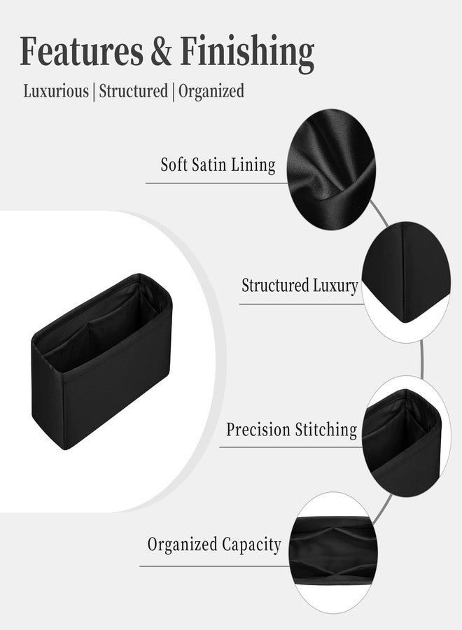 KINGS IN BAG Satin Purse Organizer, Lightweight and Soft Touch Bag Shaper with Pockets for Storage, Ideal for Travel, Shopping, and Daily Use, Fits Old Medium Boy Chanel Handbag(Old Medium Leboy, Black) - Image 5