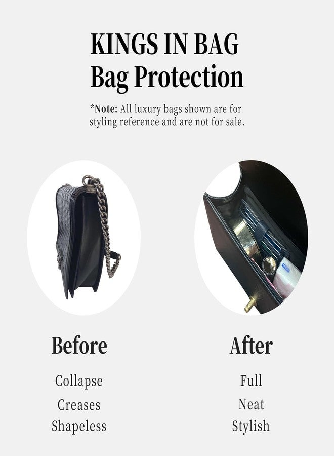 KINGS IN BAG Satin Purse Organizer, Lightweight and Soft Touch Bag Shaper with Pockets for Storage, Ideal for Travel, Shopping, and Daily Use, Fits Old Medium Boy Chanel Handbag(Old Medium Leboy, Black) - Image 4