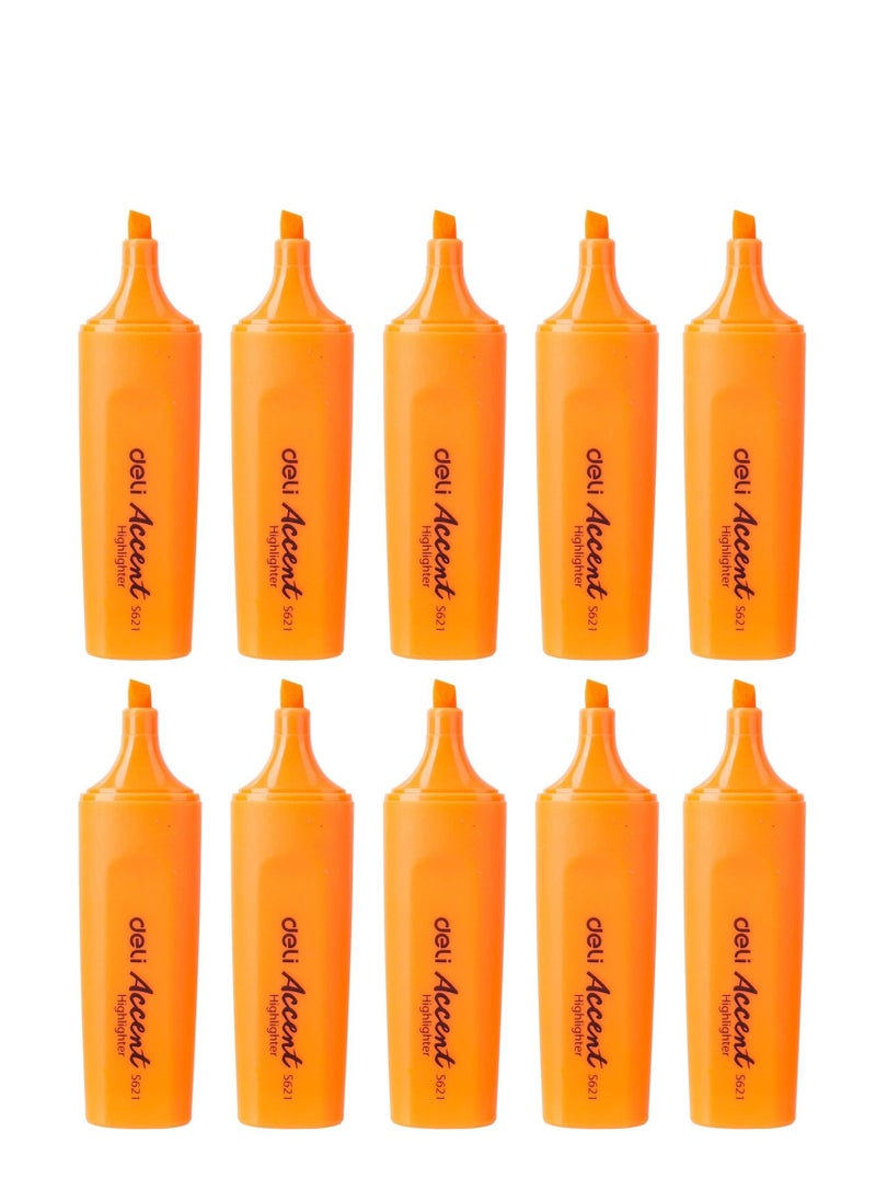 Deli 10-Piece Highlighter Orange Ink  - Image 1