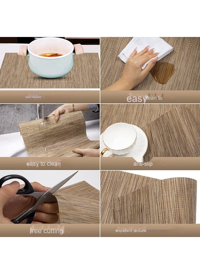 NIBEMINENT 2pcs Vertical Bamboo Series Placemat Waterproof And Oil-proof Heat Insulation Pad  - Image 2