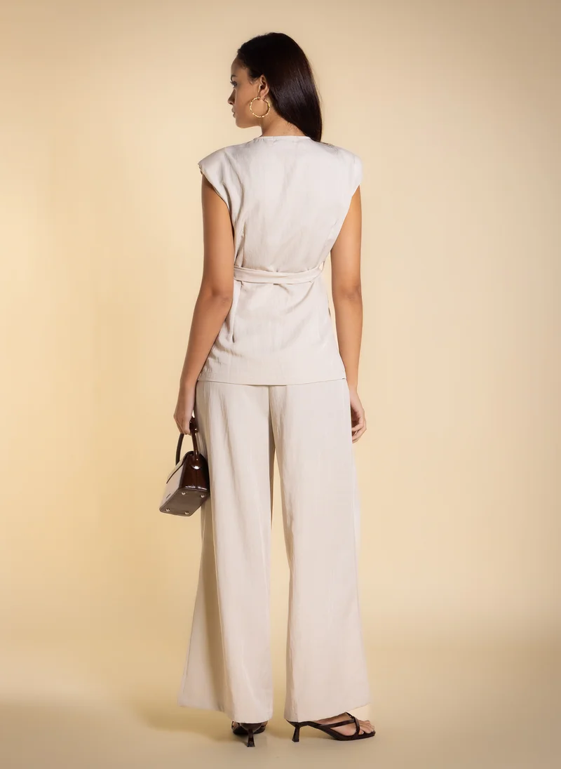 Shapes Beige LIGHTWEIGHT WAISTCOAT SET WITH BELT for Women | Best Price UAE