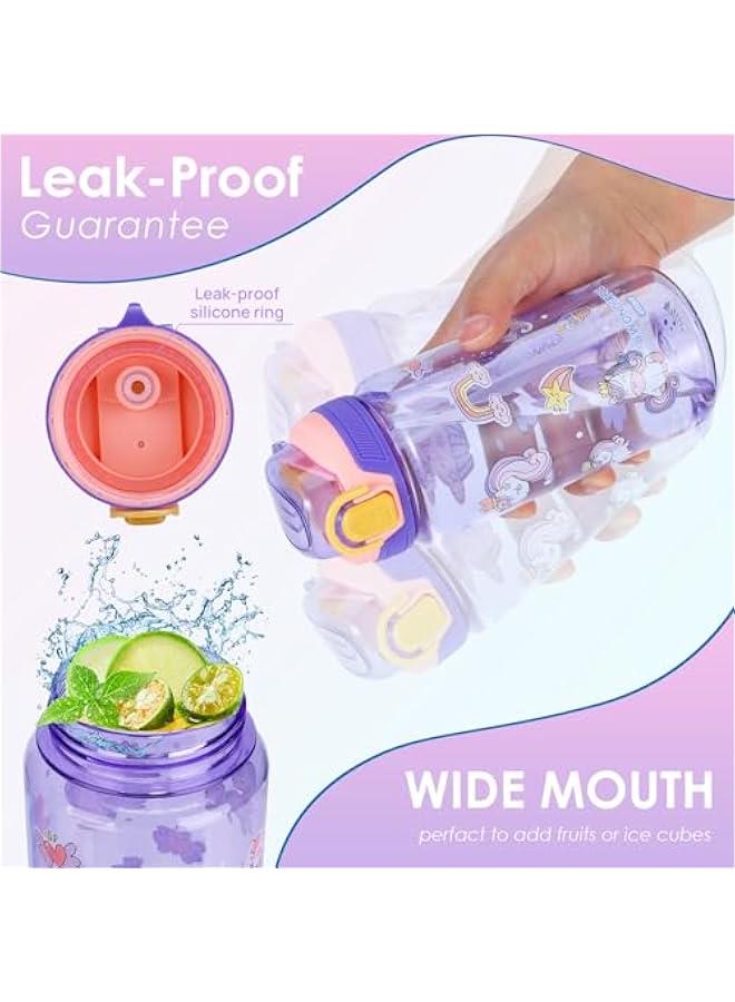 KHAJUL 600ML Kids Water Bottle for School with Straw BPA-Free Spout Lid for Boys & Girls (Blue-Dinosaur) - Image 2