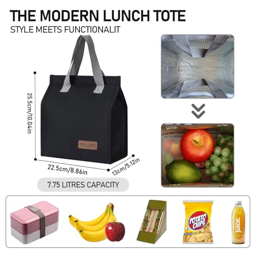 TELLUMO Lunch bag, Insulated Lunch Bag for Women Men Large Lunch Box Container Reusable Leakproof Tote for Office, Work, School, Beach or Travel (Dark) - Image 4